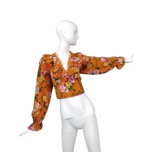 Milk & Honey Women's size‎ Large Floral Feminine Babydoll Milkmaid Cocktail Top